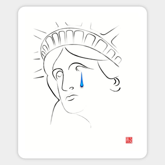 Statue Of Liberty Crying Sticker by SeattleDesignCompany